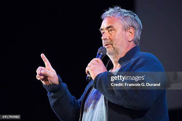 Luc Besson attends the Nicolas Hulot foundation conference ' L'appel de Nicolas Hulot' at Le Grand Rex on October 7, 2015 in Paris, France.