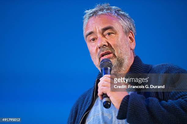 Luc Besson attends the Nicolas Hulot foundation conference ' L'appel de Nicolas Hulot' at Le Grand Rex on October 7, 2015 in Paris, France.