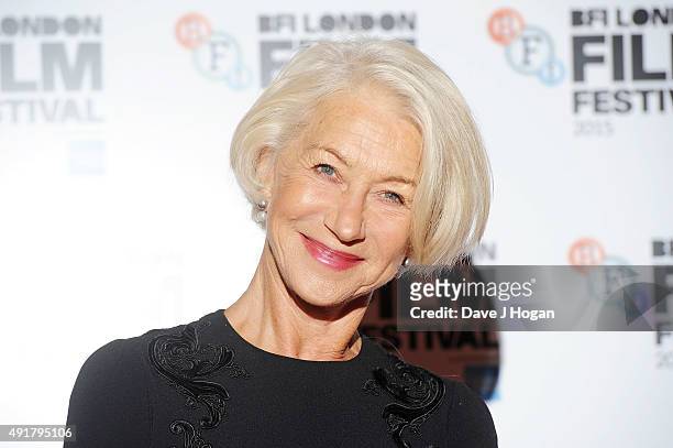 Helen Mirren attends the "Trumbo" Photocall during the BFI London FIlm Festival at Corinthia Hotel London on October 8, 2015 in London, England.