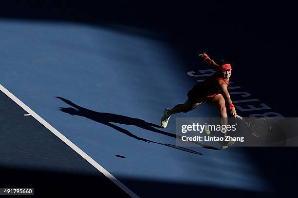 Anastasia Pavlyuchenkova of Russia returns a shot against Flavia Penneta of Italy during the Women's singles Second round match on day six of the...