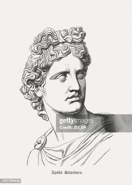 ilustrações de stock, clip art, desenhos animados e ícones de apolo de belvedere, antiga escultura, publicada em 1878 - templo de apolo naxos