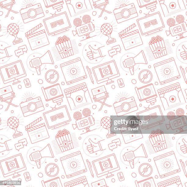 seamless cinema pattern - videocassette stock illustrations