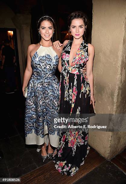 Actors Lorenza Izzo and Ana de Armas attend the after party for the premiere of Lionsgate's "Knock Knock" on October 7, 2015 in Hollywood, California.
