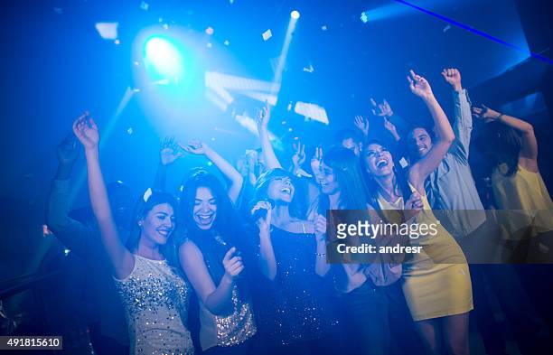 friends at a karaoke party - disco dancing stock pictures, royalty-free photos & images