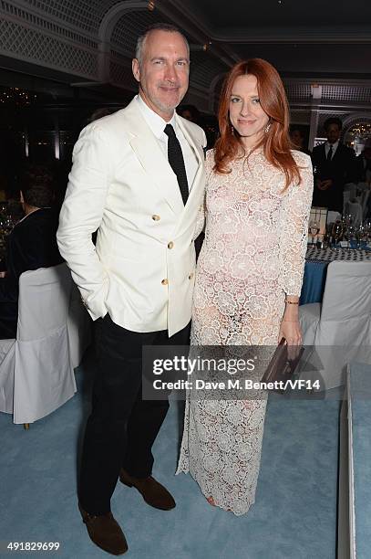 Edward Menicheschi and Jennifer Zuccarini attend the Vanity Fair And Armani Party at the 67th Annual Cannes Film Festival on May 17, 2014 in Cap...