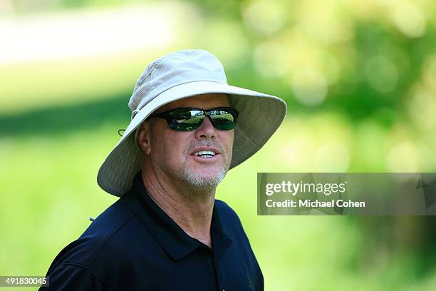 Celebrity golfer Jim McMahon looks on during the third round of the BMW Charity Pro-Am Presented by SYNNEX Corporation held at the Thornblade Club on...