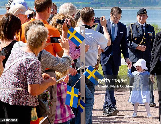 Prince Daniel, Duke of Vastergotland and Princess Estelle of Sweden open a Fairytale Path at Lake Takern on May 17, 2014 in Mjolby, Sweden.