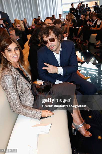 Carine Roitfeld and a guest attend the Louis Vuitton Cruise Line Show 2015 at Palais Princier on May 17, 2014 in Monte-Carlo, Monaco.