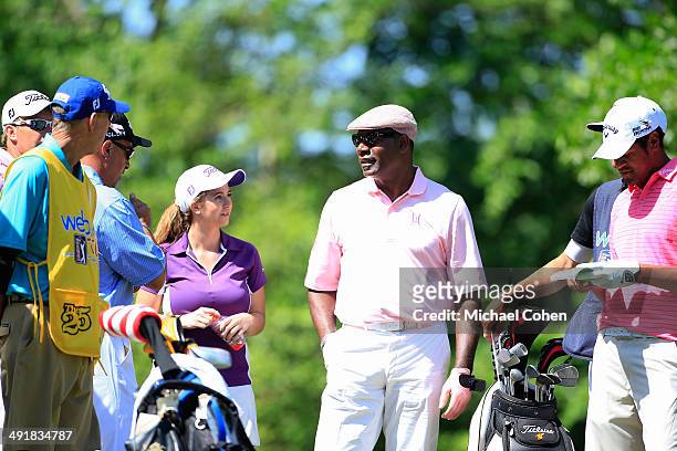 Celebrity golfer Dennis Haysbert waits to play during the third round of the BMW Charity Pro-Am Presented by SYNNEX Corporation held at the...