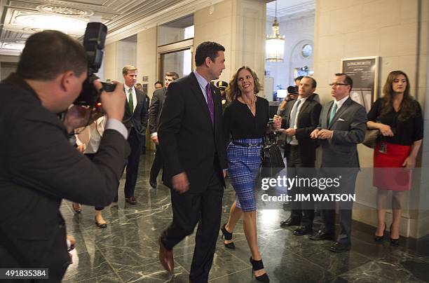 House Representative Jason Chaffetz and his wife Julie arrive for the Republican nomination for Speaker of the House, in the Longworth House Office...