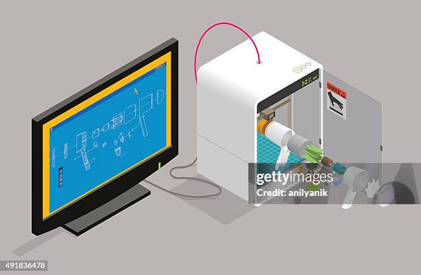 3d printer printing a hair dryer - 3 d printer stock illustrations