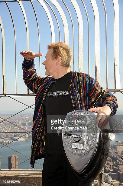 Philippe Petit visits The Empire State Building on October 7, 2015 in New York City.
