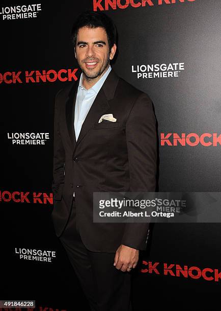 Director Eli Roth arrives for the Premiere Of Lionsgate Premiere's "Knock Knock" held at TCL Chinese Theatre on October 7, 2015 in Hollywood,...