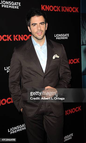 Director Eli Roth arrives for the Premiere Of Lionsgate Premiere's "Knock Knock" held at TCL Chinese Theatre on October 7, 2015 in Hollywood,...