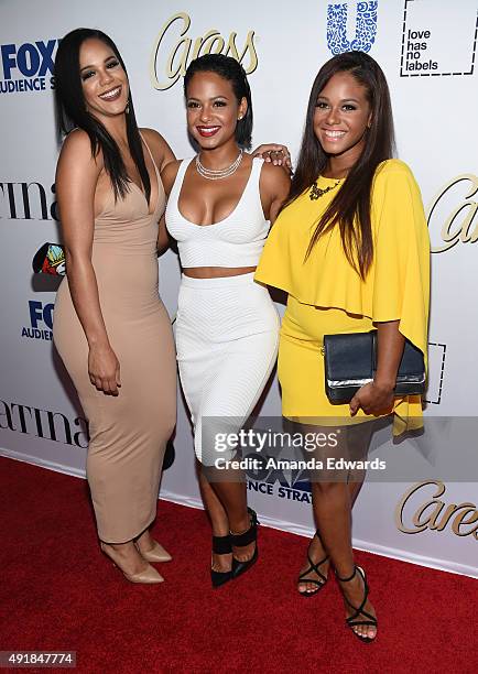 Elizabeth Flores, actress Christina Milian and Danielle Flores arrive at the Latina "Hot List" Party hosted by Latina Media Ventures at The London...