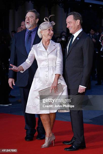 John Goodman, Helen Mirren and Brian Cranston attend The "Trumbo" Accenture Gala during BFI London Film Festival at Odeon Leicester Square on October...