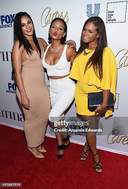 Elizabeth Flores, actress Christina Milian and Danielle Flores arrive at the Latina "Hot List" Party hosted by Latina Media Ventures at The London...