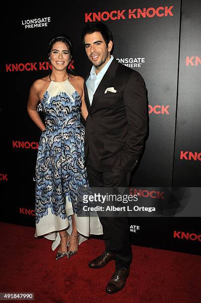 Actress Lorenza Izzo and director Eli Roth arrive for the Premiere Of Lionsgate Premiere's "Knock Knock" held at TCL Chinese Theatre on October 7,...
