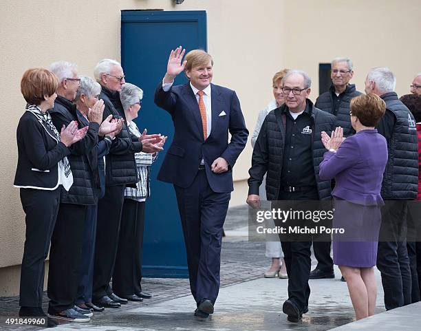 King Willem-Alexander of The Netherlands visits the Schacht Nulland in the former mining region on October 8, 2015 in Kerkrade, Netherlands. The...
