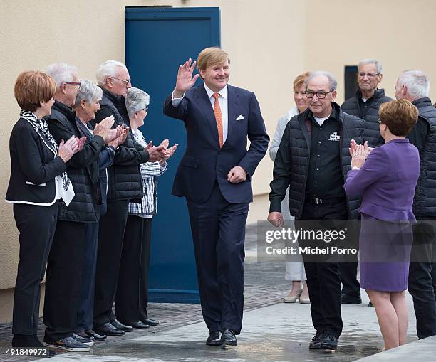 King Willem-Alexander of The Netherlands visits the former mining region on October 8, 2015 in Kerkrade, Netherlands. The region this year celebrates...