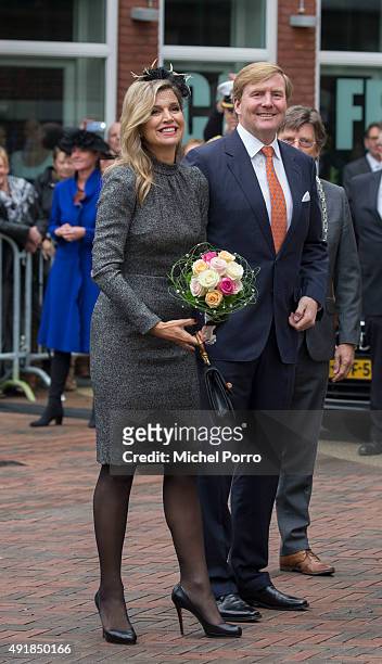 King Willem-Alexander of The Netherlands and Queen Maxima of The Netherlands visit the former mining region on October 8, 2015 in Kerkrade,...