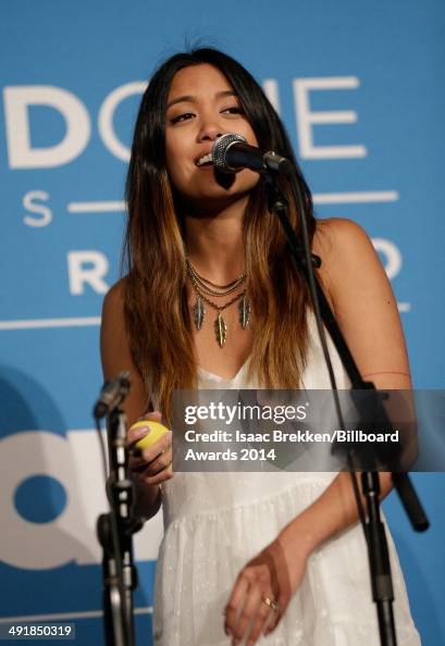 Carissa Rae Musician Carissa Rae Alvarado of Us The Duo performs at Radio Row ...
