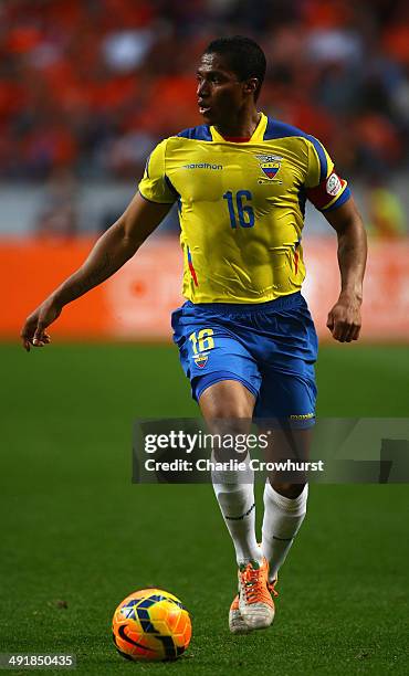 Antonio Valencia of Ecuador attacks during the International Friendly match between The Netherlands and Ecuador at The Amsterdam Arena on May 17,...