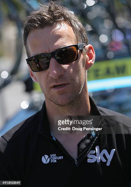 Kurt Asle Arvesen of Norway, director for Team Sky prepares for stage seven of the 2014 Amgen Tour of California from Santa Clarita to Pasadena on...