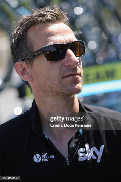 Kurt Asle Arvesen of Norway, director for Team Sky prepares for stage seven of the 2014 Amgen Tour of California from Santa Clarita to Pasadena on...