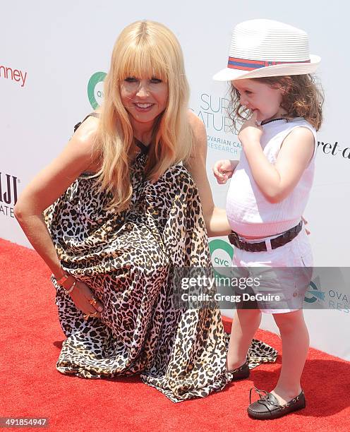 Rachel Zoe and son Skyler Berman arrive at the Ovarian Cancer Research Fund's Inaugural Super Saturday LA event at Barker Hangar on May 17, 2014 in...