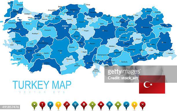 turkey blue map - turkey country map stock illustrations