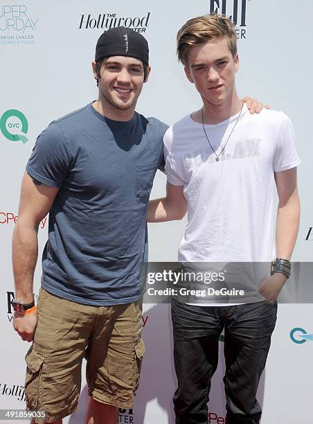 Steven R. McQueen and Jessarae Robitaille arrive at the Ovarian Cancer Research Fund's Inaugural Super Saturday LA event at Barker Hangar on May 17,...