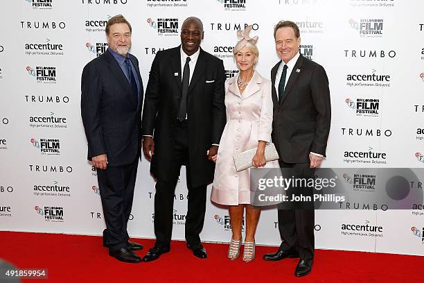 John Goodman, Adewale Akinnuoye-Agbaje, Helen Mirren and Brian Cranston attend the "Trumbo" Accenture Gala during the BFI London Film Festival at...