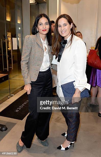 Yasmin Mills and Monica Vinader attend the Monica Vinader and Brita Fernandez Schmidt launch of the #SheInspiresMe friendship bracelet on October 8,...