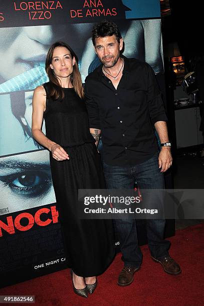 Actress Claire Forlani and actor Dougray Scott arrive for the Premiere Of Lionsgate Premiere's "Knock Knock" held at TCL Chinese Theatre on October...
