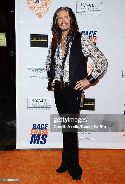 Singer Steven Tyler arrives at the 21st Annual Race To Erase MS Gala at the Hyatt Regency Century Plaza on May 2, 2014 in Century City, California.