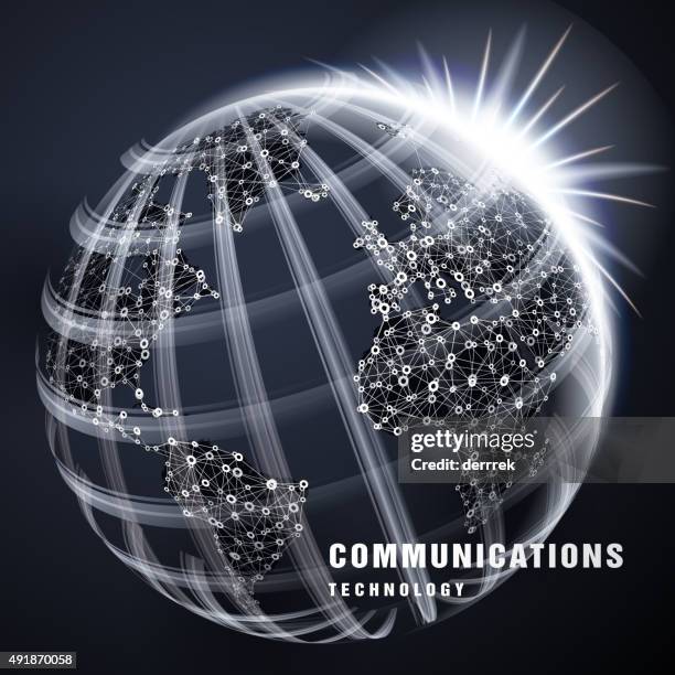 communication technology - globe network dots stock illustrations