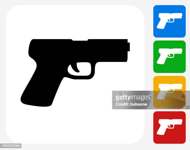 gun icon flat graphic design - pistol stock illustrations