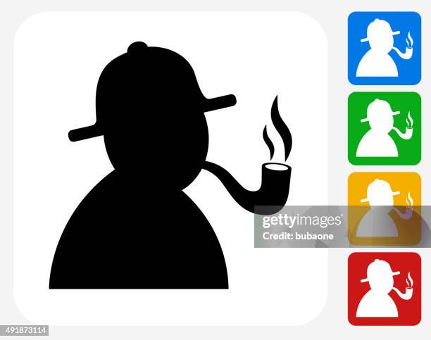 detective icon flat graphic design - sherlock holmes stock illustrations