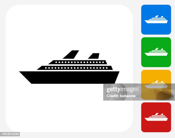 illustrazioni stock, clip art, cartoni animati e icone di tendenza di nave da crociera di icona piatto di design grafico - imbarcazione per passeggeri