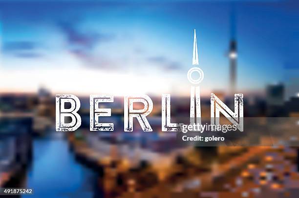 vintage berlin text symbol on blurred sundown skyline - berlin cathedral stock illustrations
