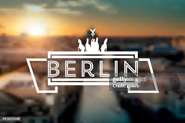 vintage berlin sign on blurred sunset skyline - berlin cathedral stock illustrations