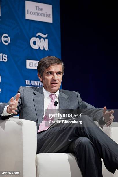 Rodrigo Vergara, president of the Banco Central de Chile, speaks during a panel discussion at the World Bank Group and International Monetary Fund...