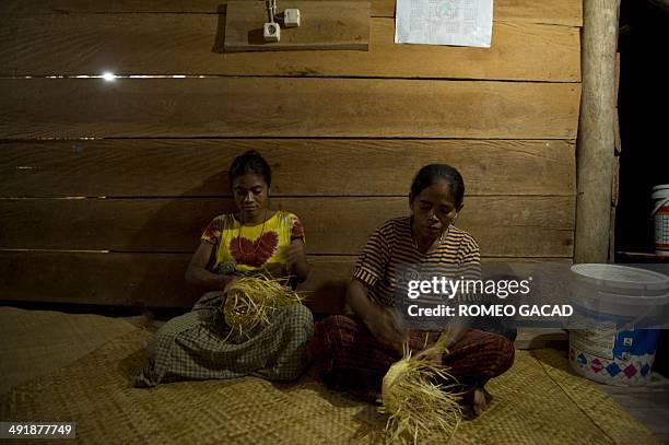 To go with Indonesia-environment-energy FEATURE by Angela Dewan In this photograph taken on March 19 Sumbanese woman Adriana Lawa Djati and a...