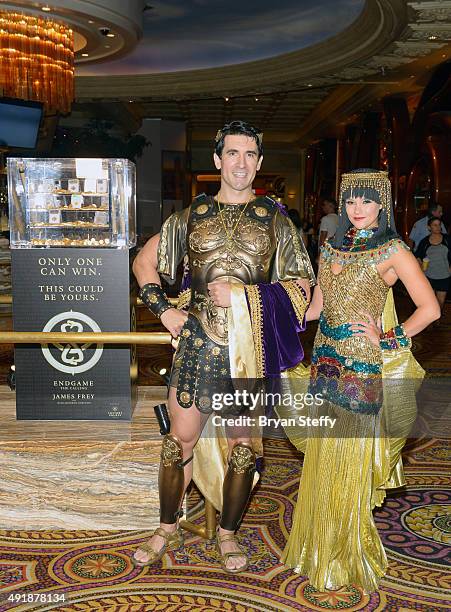 Roman characters Julius Caesar and Cleopatra attend the grand prize presentation of the first interactive puzzle from the book "Endgame: The Calling"...