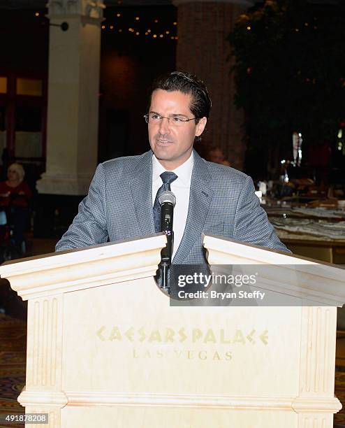 Caesars Palace General Manager Sean McBurney speaks during the grand prize presentation of the first interactive puzzle from the book "Endgame: The...