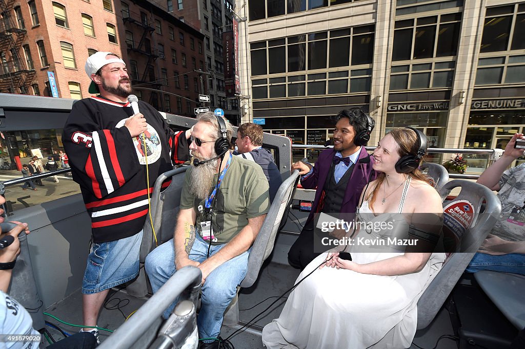 Kevin Smith And The Cast Of AMC's "Comic Book Men" Record A Podcast Aboard A New York City Tour Bus