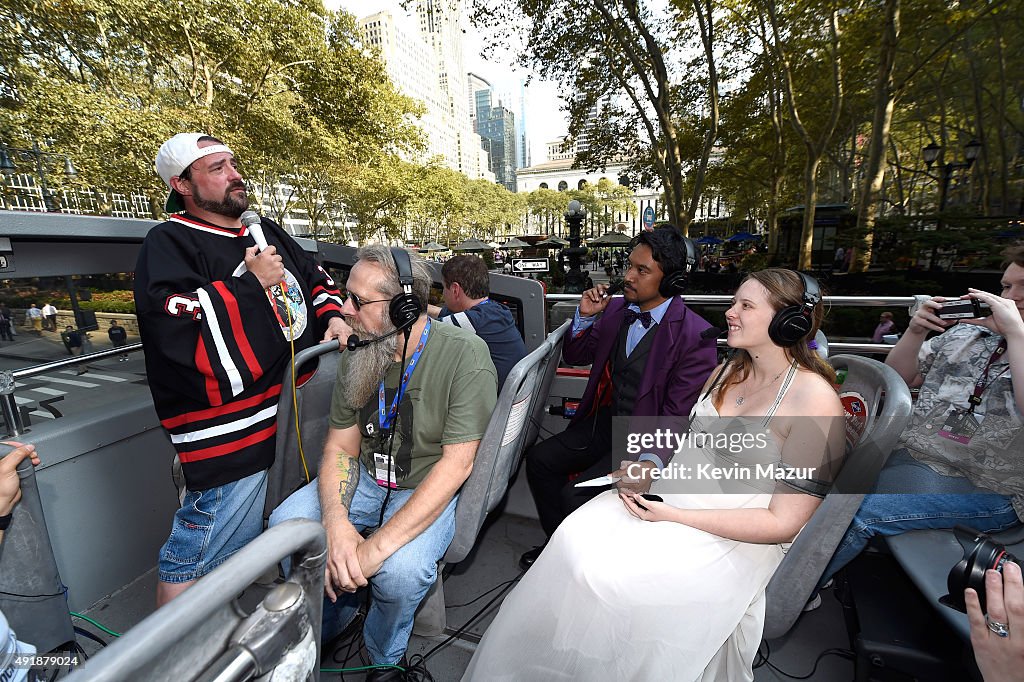 Kevin Smith And The Cast Of AMC's "Comic Book Men" Record A Podcast Aboard A New York City Tour Bus