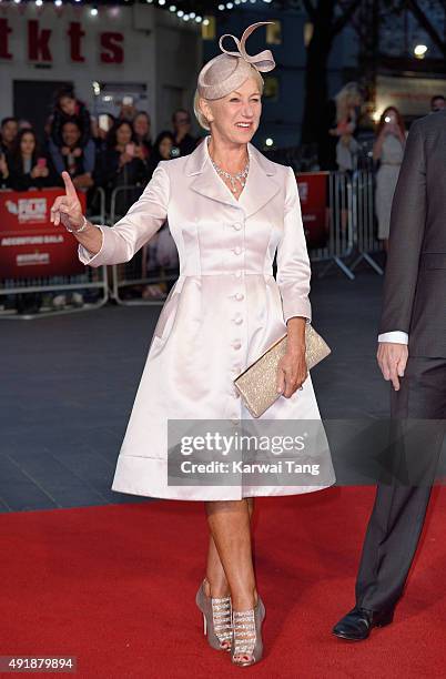 Dame Helen Mirren attends a screening of "Trumbo" during the BFI London Film Festival at Odeon Leicester Square on October 8, 2015 in London, England.