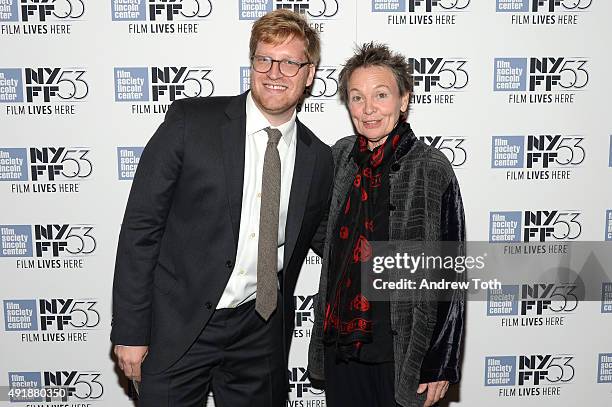 Producer Dan Janvey and Filmmaker Laurie Anderson attend the "Heart Of Dog" screening during the 53rd New York Film Festival at The Film Society of...